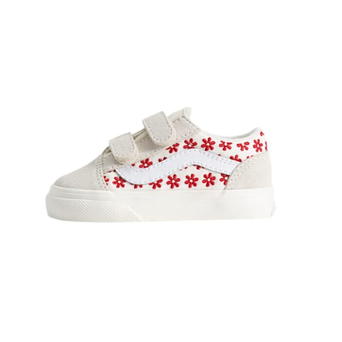 VANS TODDLER OLD SKOOL V SHOES CHANTILLY FLORAL RACING RED - Image 2