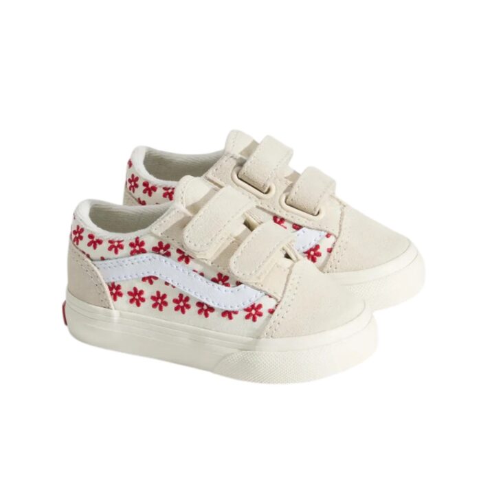VANS TODDLER OLD SKOOL V SHOES CHANTILLY FLORAL RACING RED - Image 3