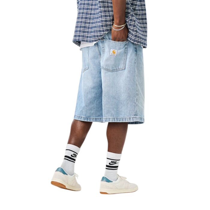 CARHARTT WIP BRANDON SHORT BLUE HEAVY WORN BLEACHED - Image 2