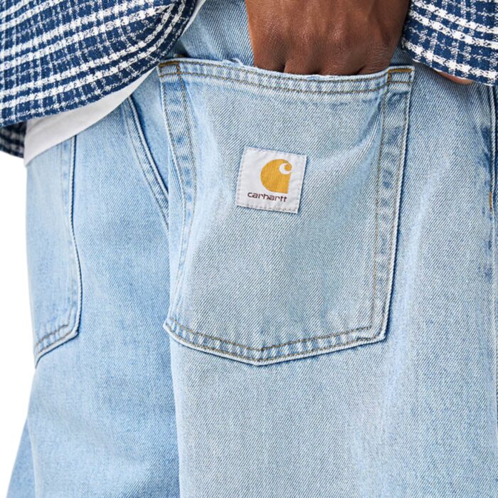 CARHARTT WIP BRANDON SHORT BLUE HEAVY WORN BLEACHED - Image 3