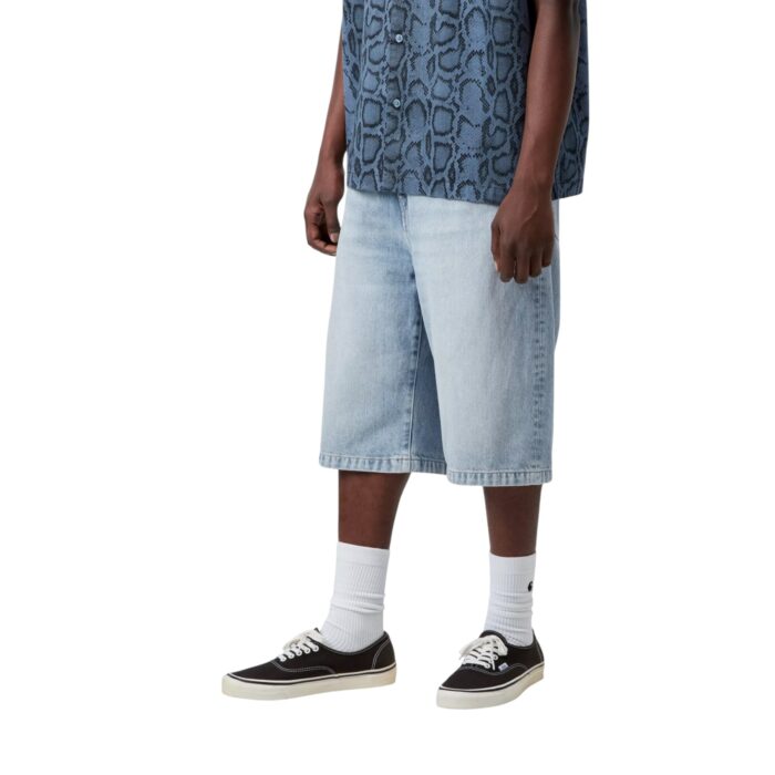 CARHARTT WIP LANGDON SHORT BLUE HEAVY WORN BLEACHED - Image 3