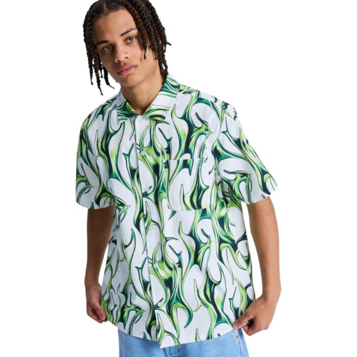 DC FULL ON RESORT SHIRT LIQUID FUEGO WHITE - Image 4