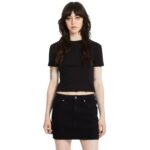 VOLCOM VOLCOMSTONE TIGHT CROP TOP BLACK