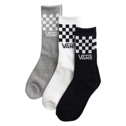 VANS CLASSIC CHECK CREW 3 PACK SOCKS BLACK WHITE