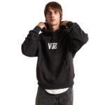 VANS STRETCH LOGO HOODIE BLACK WHITE
