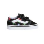 VANS TODDLER OLD SKOOL V SHOES GLOW BONES BLACK TRUE WHITE