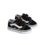 VANS TODDLER OLD SKOOL V SHOES GLOW BONES BLACK TRUE WHITE - Image 2