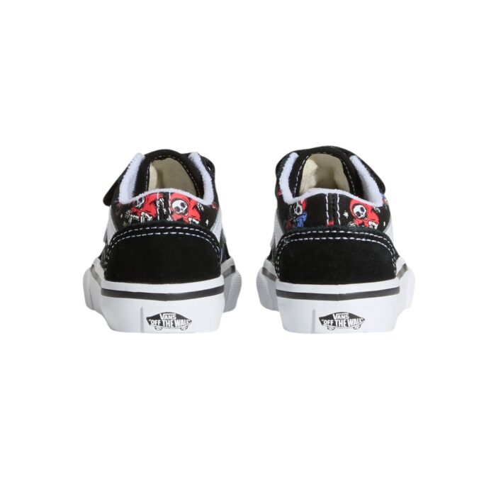 VANS TODDLER OLD SKOOL V SHOES GLOW BONES BLACK TRUE WHITE - Image 4