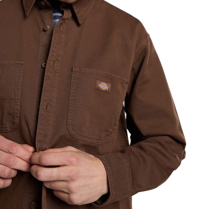 DICKIES 247 GARMENT DYED WORK SHIRT TIMBER BROWN - Image 4