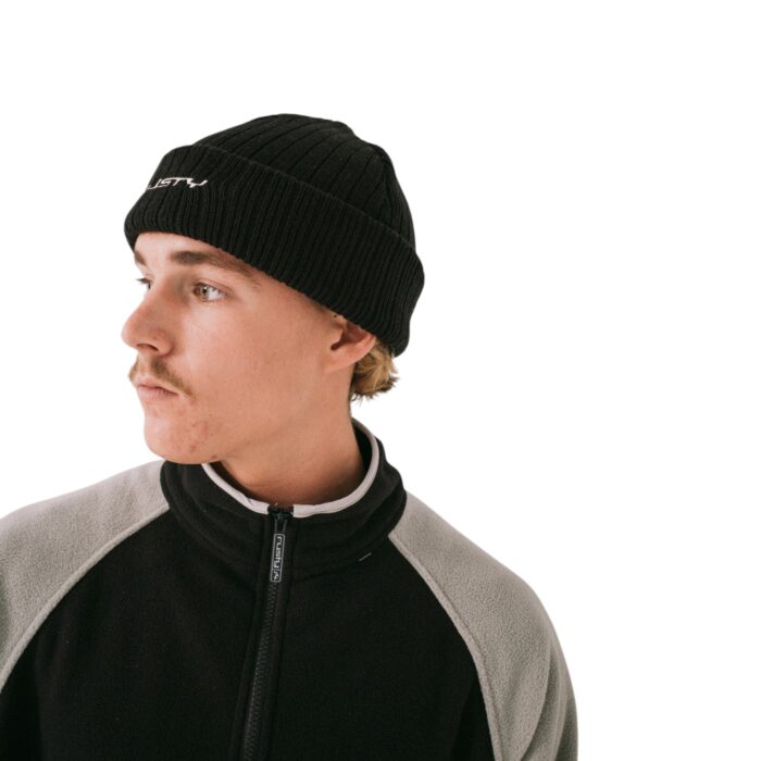 RUSTY BONES REVERSIBLE BEANIE BLACK - Image 4
