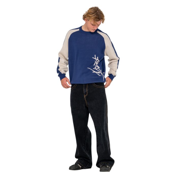 RUSTY ROLL SAFE BOXY KNITTED CREW DARK BLUE - Εικόνα 5