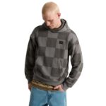 VANS STRETCH LOGO CHECKERBOARD HOODIE PEWTER