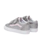 VANS TODDLER OLD SKOOL V SHOES GLITTER SILVER PALE PETAL - Image 6