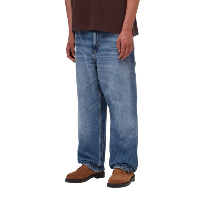 CARHARTT WIP SINGLE KNEE PANT BLUE MARBLE USED WASH - Εικόνα 3