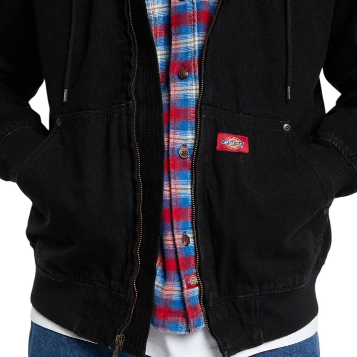 DICKIES LINED DENIM HOODED BOMBER JACKET BLACK - Εικόνα 3